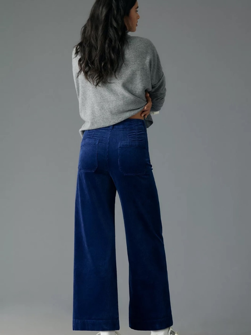Maeve the Colette Wide-Leg Corduroy Pants in Navy Blue Sz 28 - Picture 3 of 6
